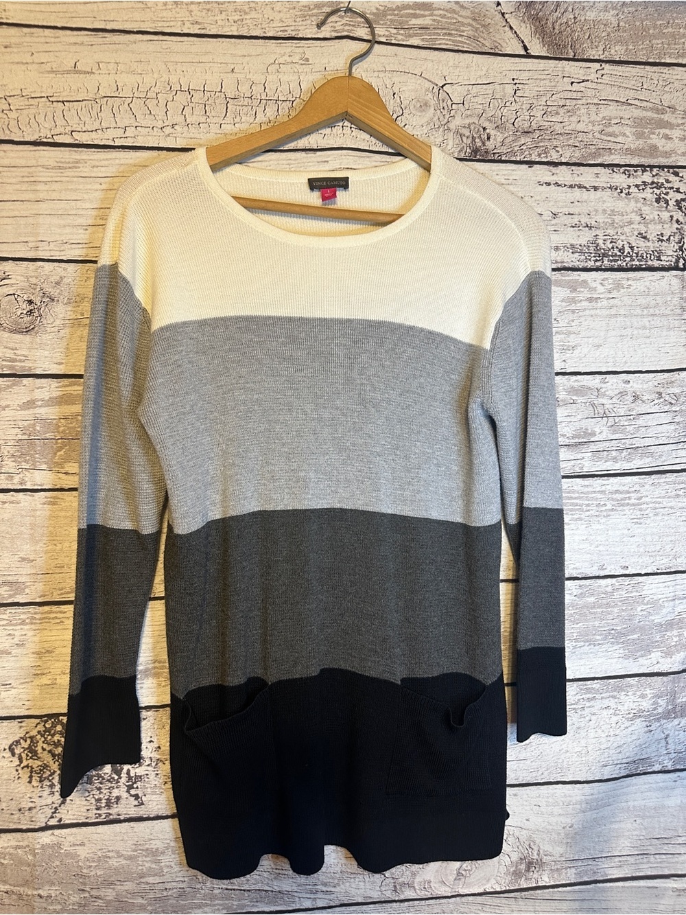 Vince Camuto Colorblock Tunic Sweater With Pockets Large